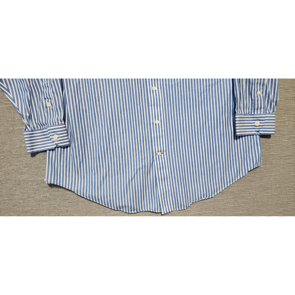 Daniel Cremieux Mens 17 34 Staney Shirt Blue White Striped Cotton Button Down - Picture 6 of 8